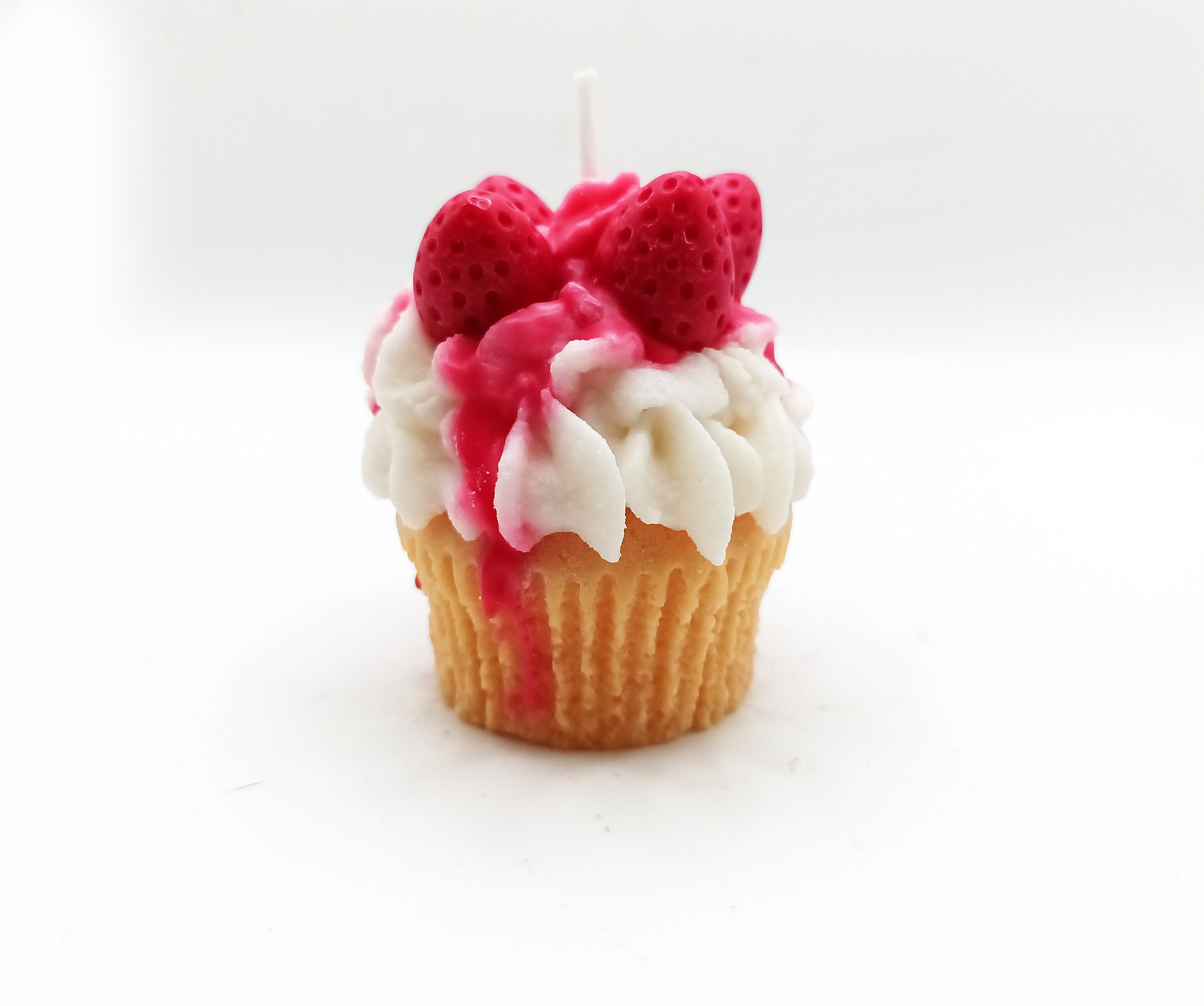 Gourmet Candle in the Shape of a Strawberry Cupcake