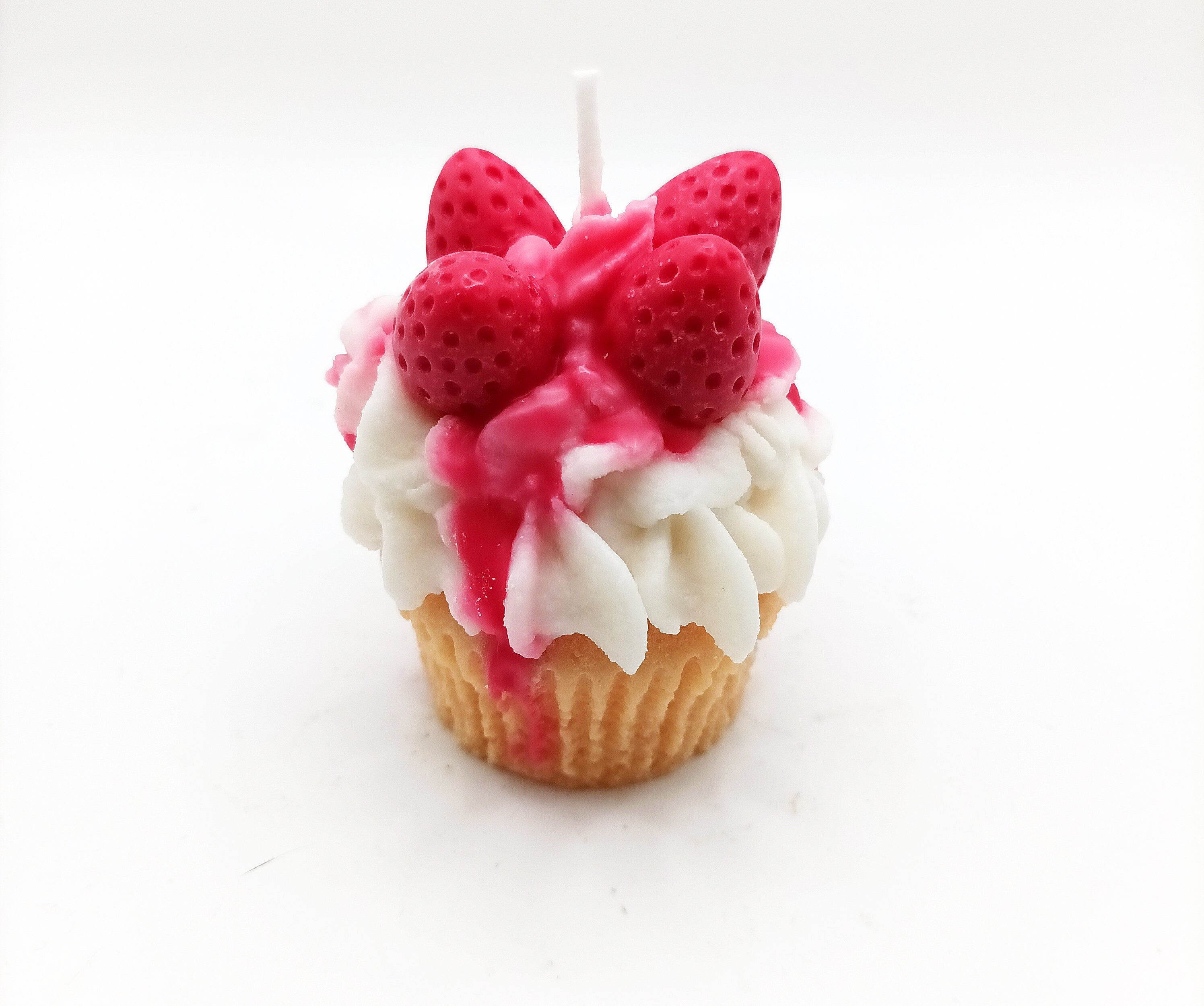 Gourmet Candle in the Shape of a Strawberry Cupcake