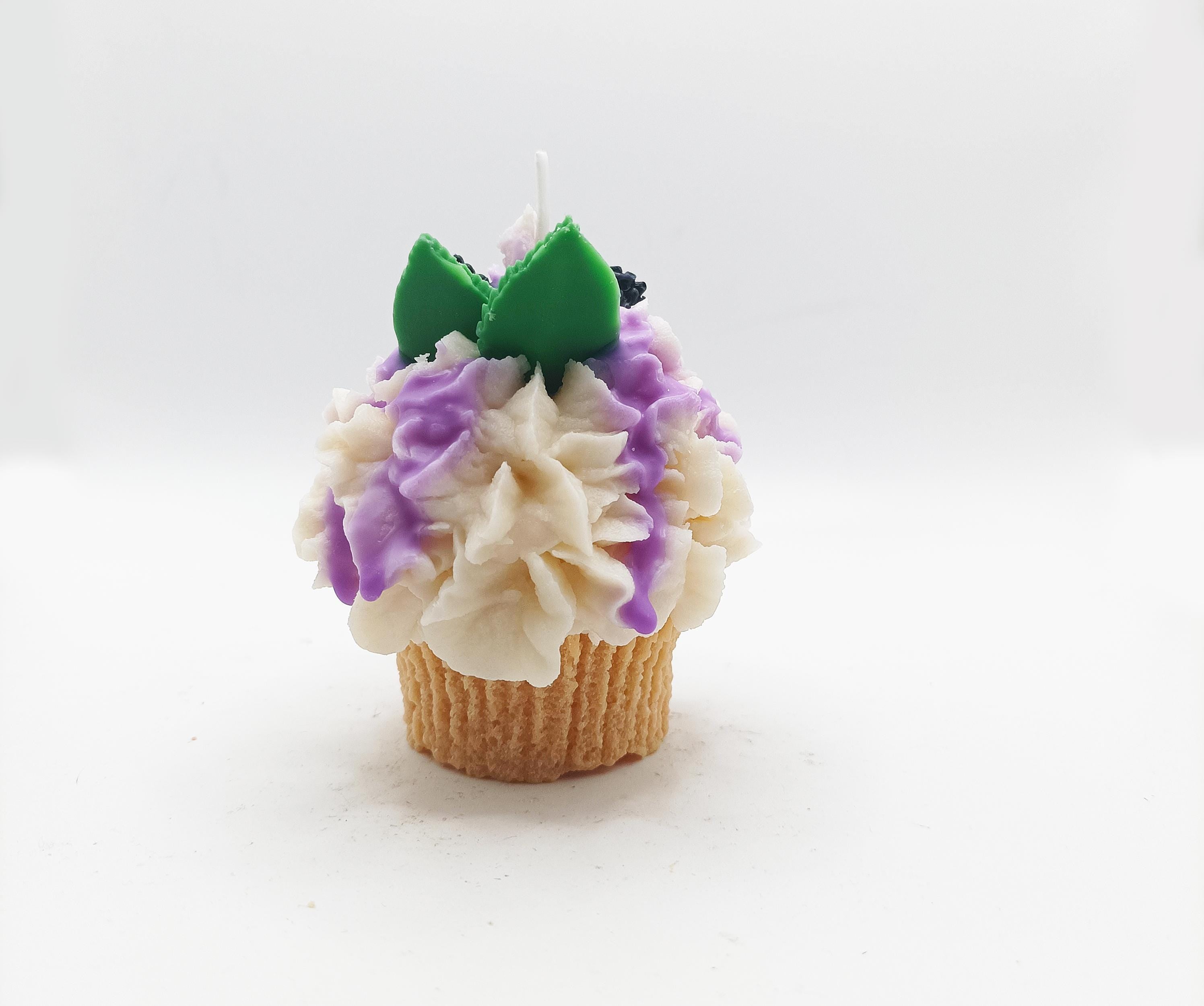 Gourmet Candle in the Shape of a Blackberry and Blueberry Cupcake