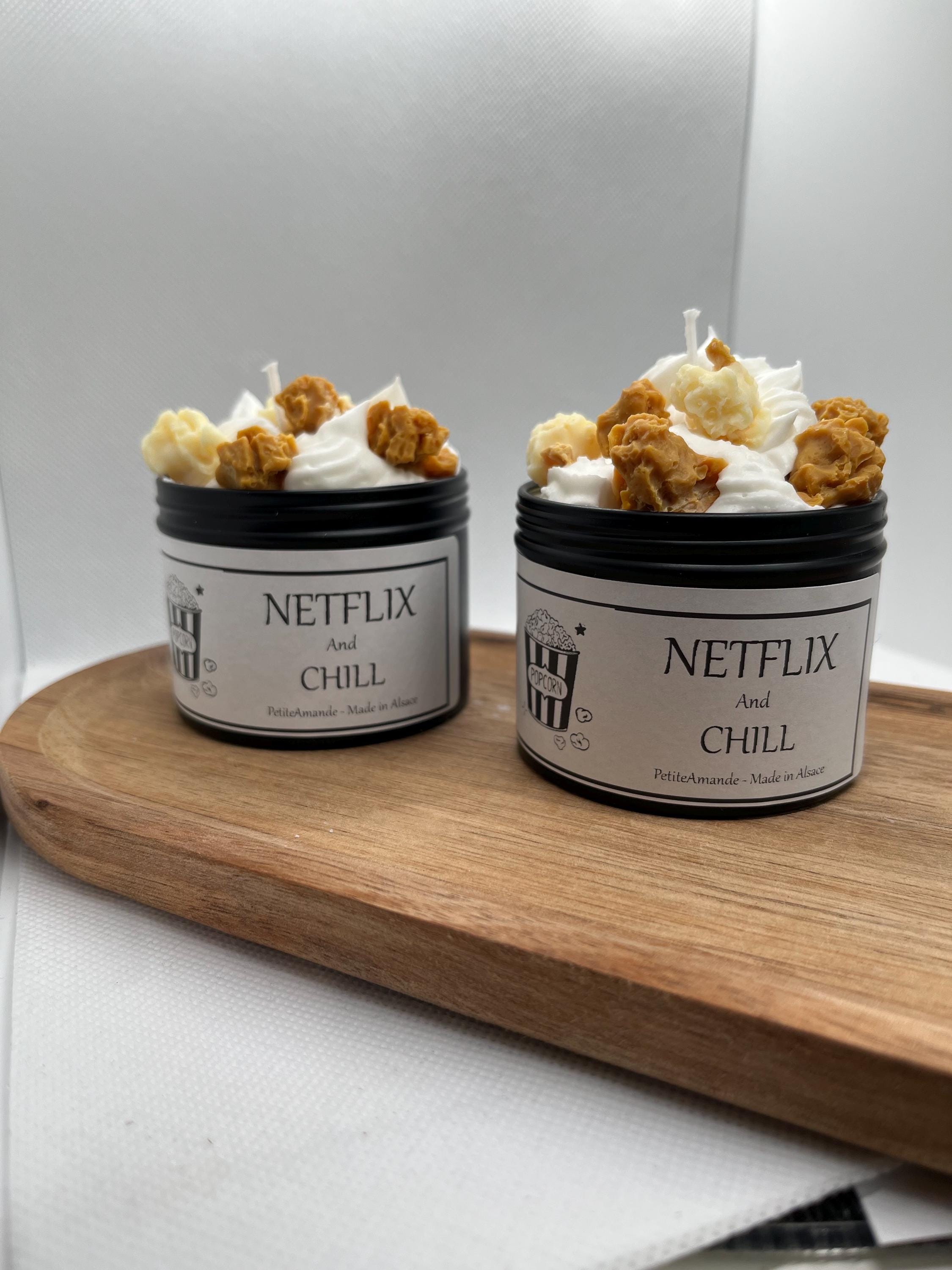 NETFLIX and CHILL Candle with Popcorn