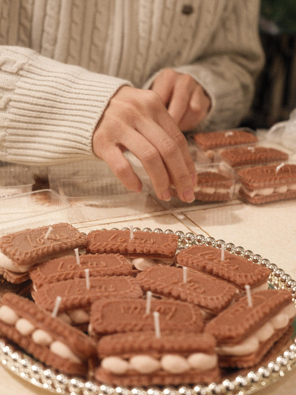 Biscoff Lotus Biscuit Cookie Dessert Mini Cute Affordable Food Shaped Handmade Special Unique Treat Living Room Kitchen Decor Winter Candles